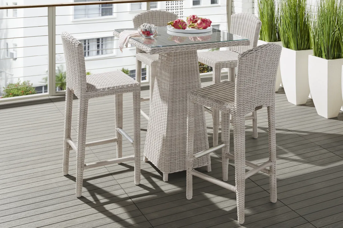 Patmos Gray Wicker 5 Pc 36 in. Square Bar Height Outdoor Dining Set