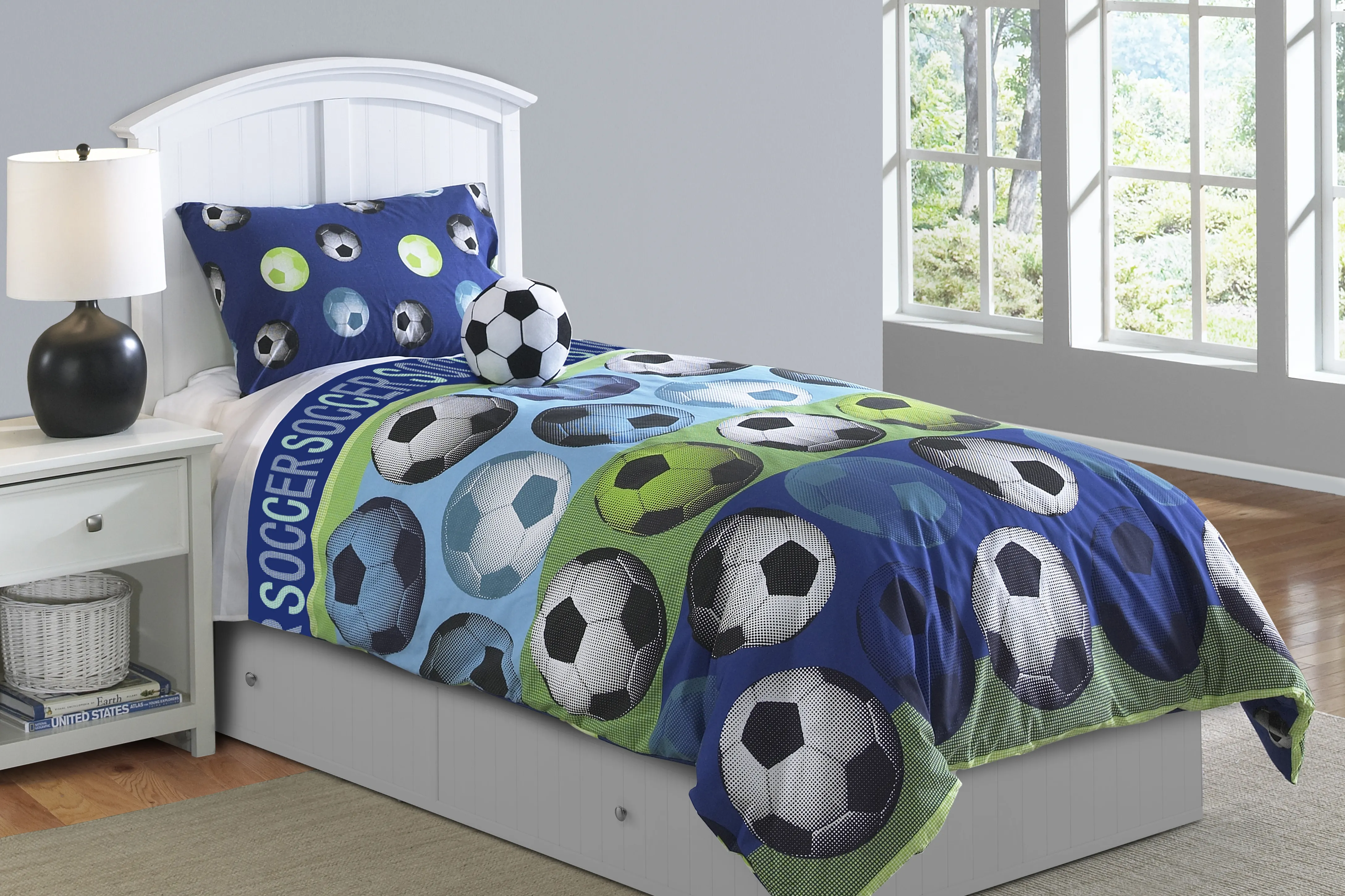 Kids Soccer Dreams Blue Twin Comforter Set - Thumbnail - Image 2