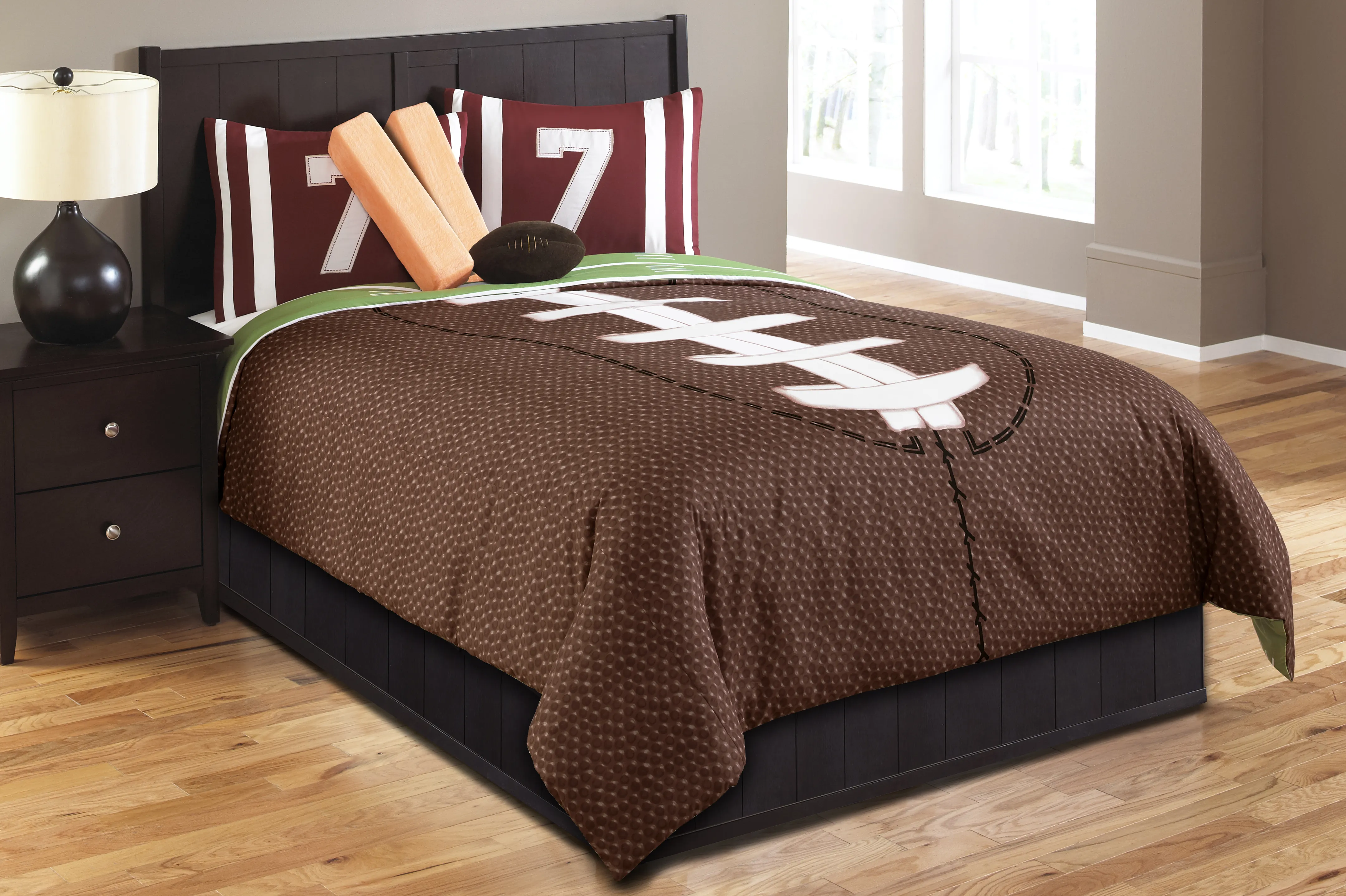 Kids Football Dreams Brown Twin Comforter Set - Thumbnail - Image 2