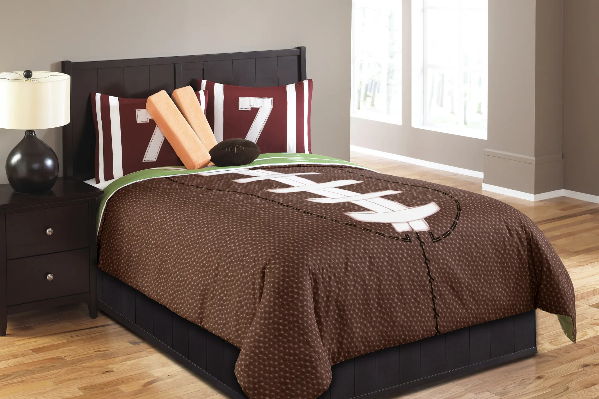 Kids Football Dreams Brown Twin Comforter Set - Image 1