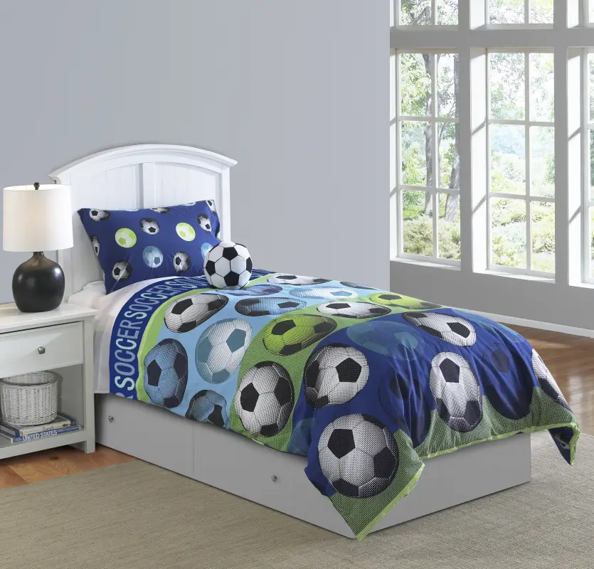 Kids Soccer Dreams Blue Full Comforter Set