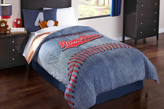 Kids Baseball Dreams Blue Full Comforter Set
