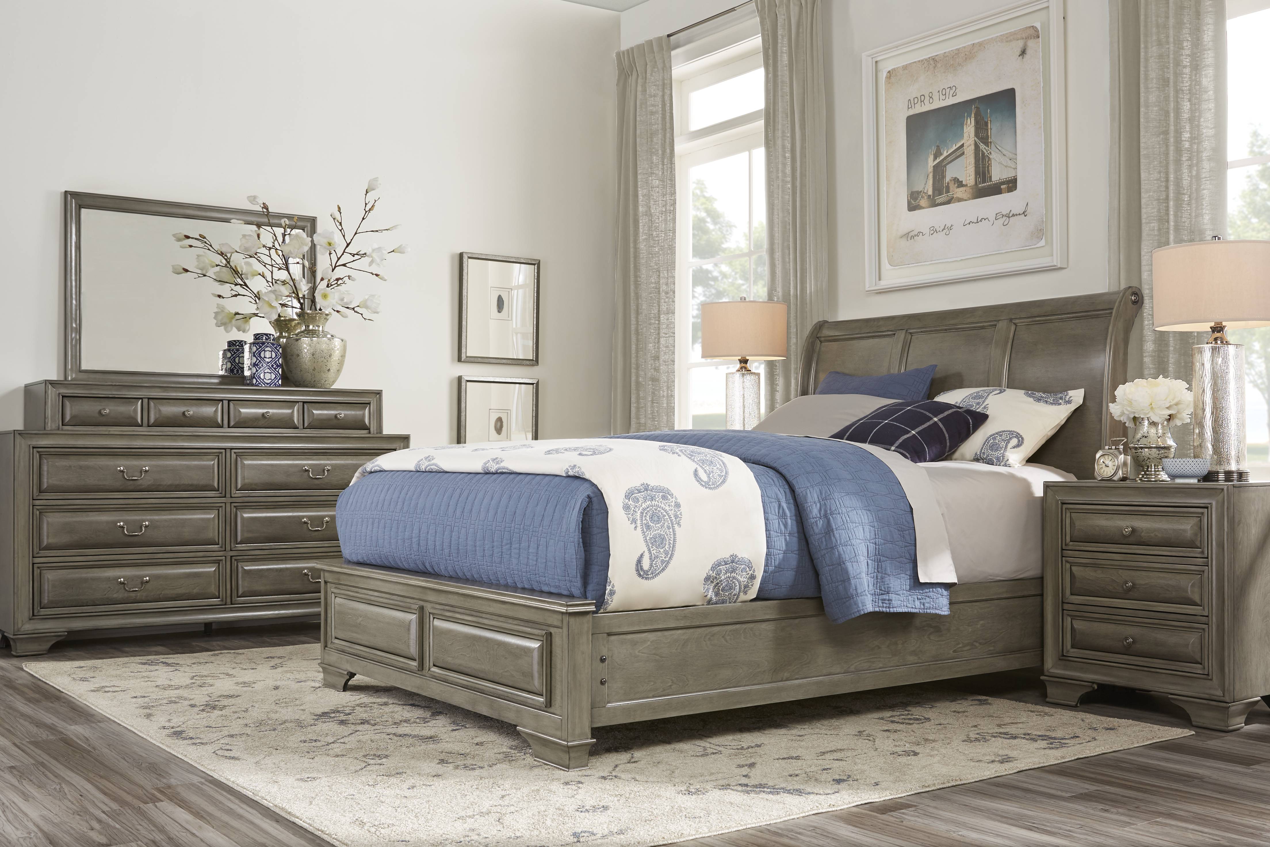 Mill Valley II Gray 5 Pc Queen Sleigh Bedroom - Thumbnail - Image 1