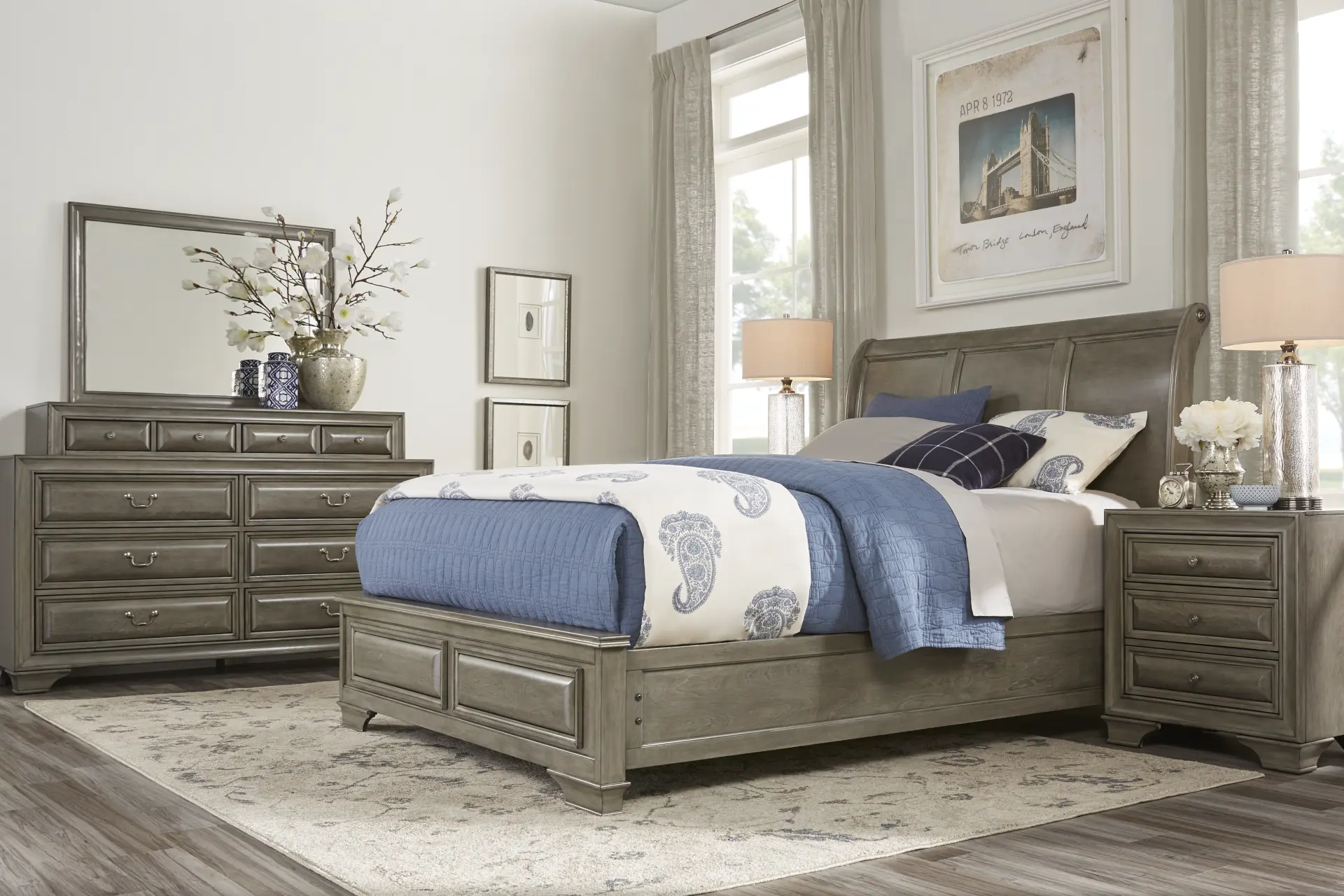 Mill Valley II Gray 5 Pc Queen Sleigh Bedroom