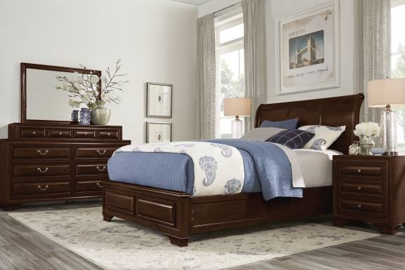 Mill Valley II Cherry Finish 3 Pc Queen Sleigh Bed