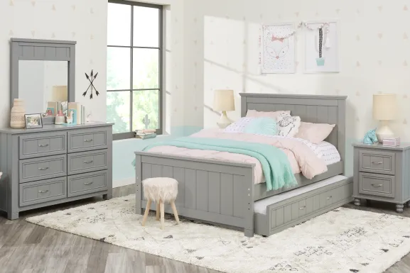 Kids Cottage Colors Gray Full Panel Bedroom