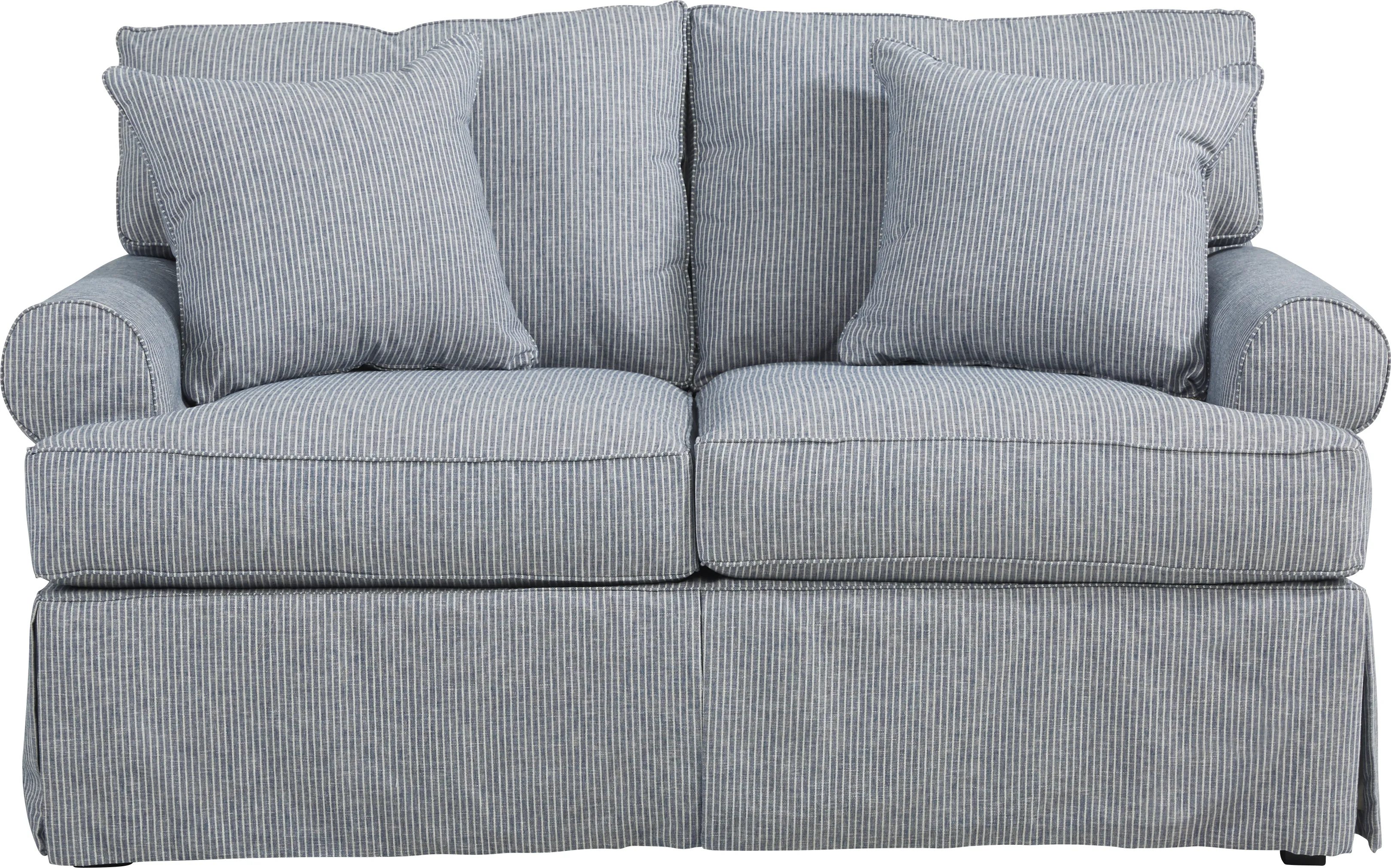 Cindy Crawford Beachside Walk Denim Blue Cotton Fabric Loveseat