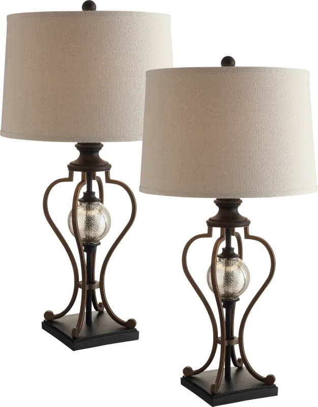 Hamilton Trace Bronze Table Lamps, Set of 2