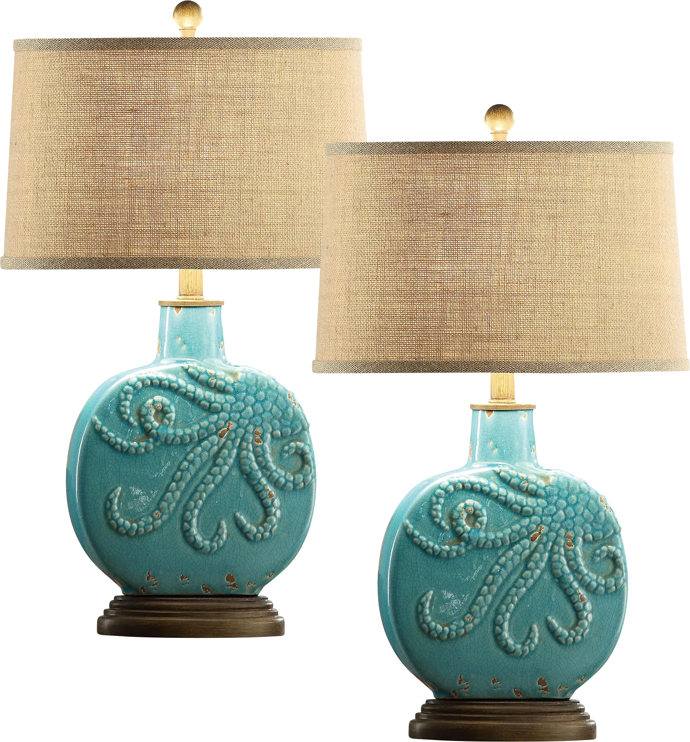 Bolton Spring Blue Table Lamps, Set of 2