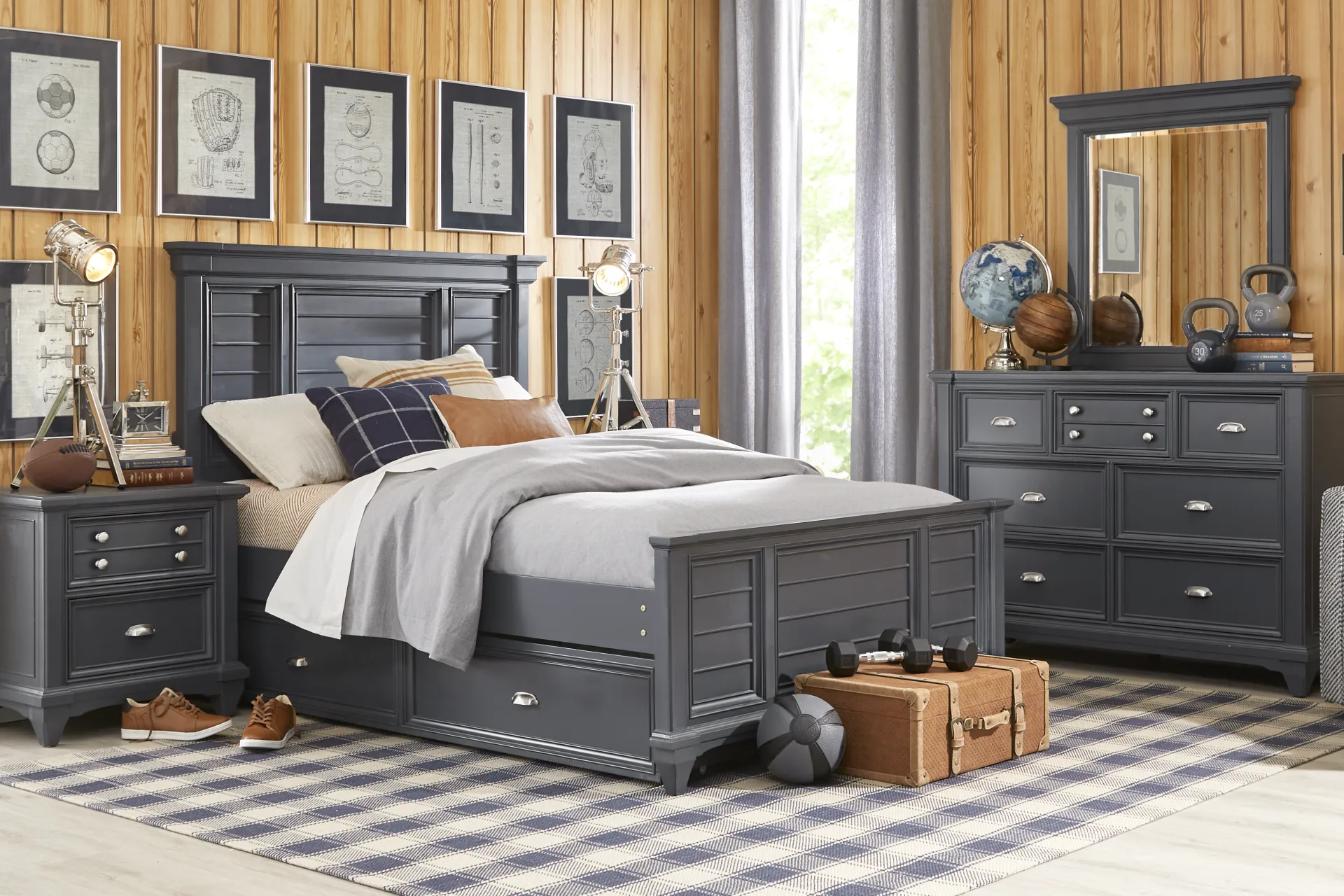 Kids Hilton Head Graphite 3 Pc Full Panel Bed - Image 1