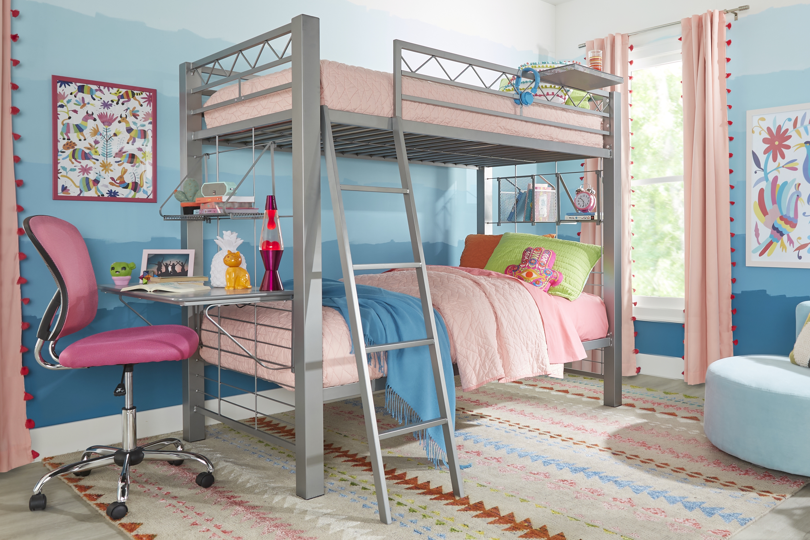 Build-A-Bunk Gray Twin/Twin Bunk Bed With Gray Accessories - Thumbnail - Image 1