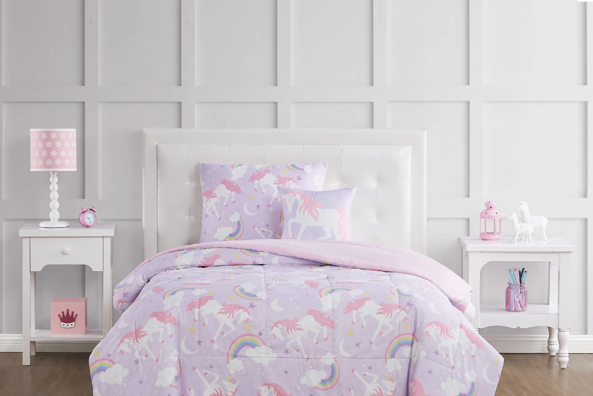 Kids Cotton Candy Unicorn Purple Twin Comforter Set - Image 1