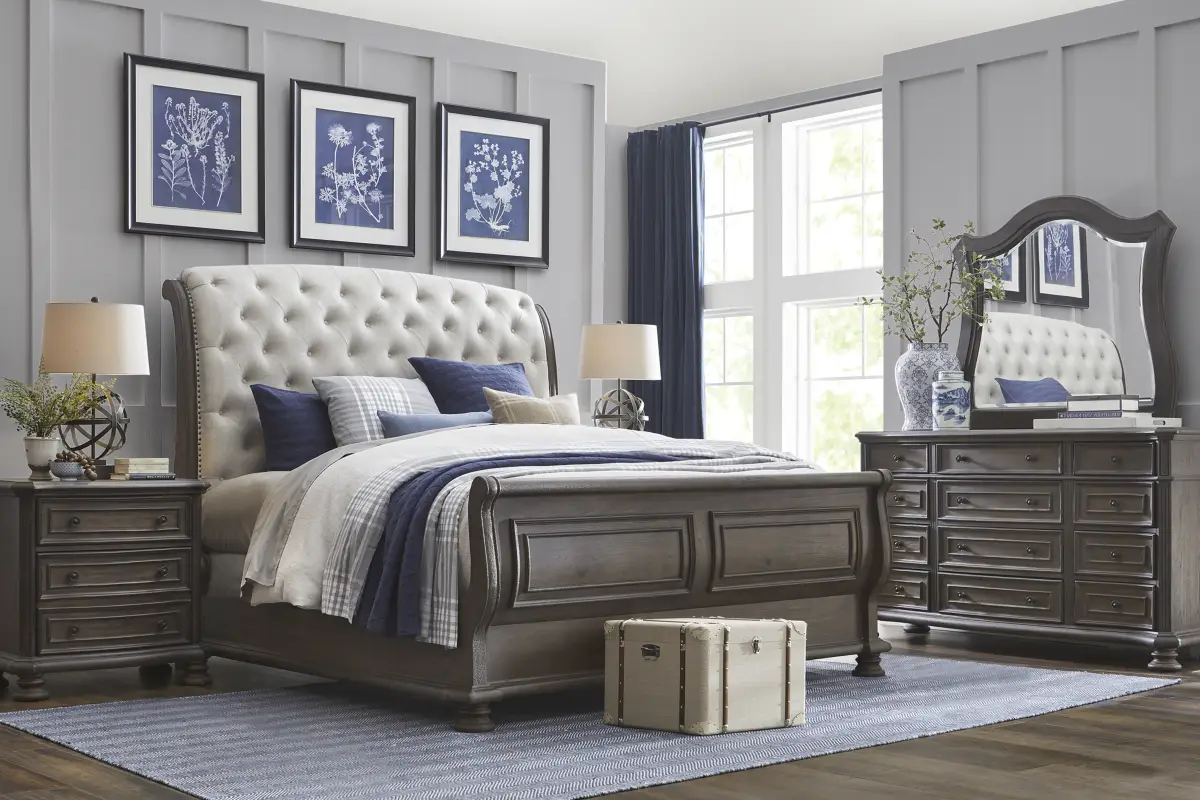 Armitage Dark Brown 3 Pc King Upholstered Bed