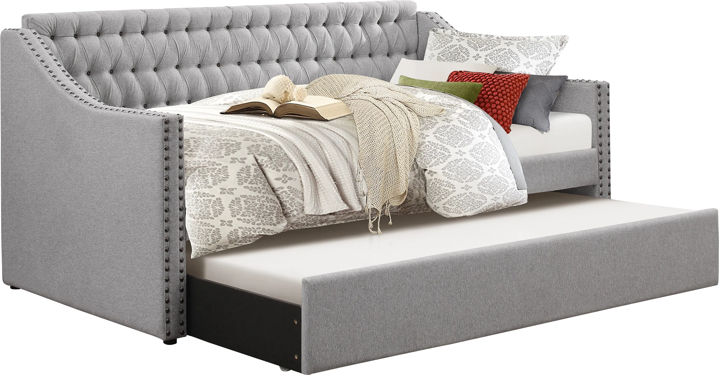 Ava Hill Light Gray Daybed with Trundle - Thumbnail - Image 1