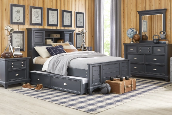 Kids Hilton Head Graphite Full Bookcase Bed