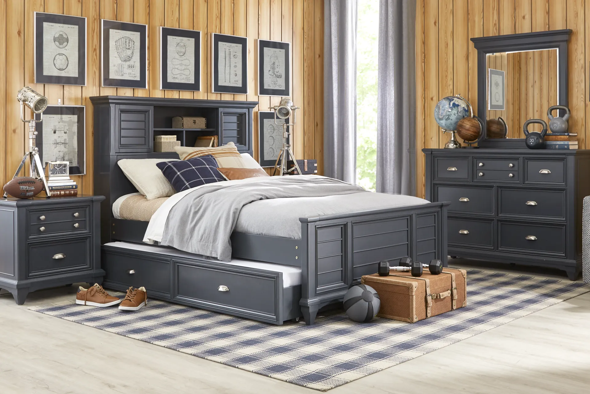 Hilton Head Kids Graphite Full Bookcase Bed - Image 1