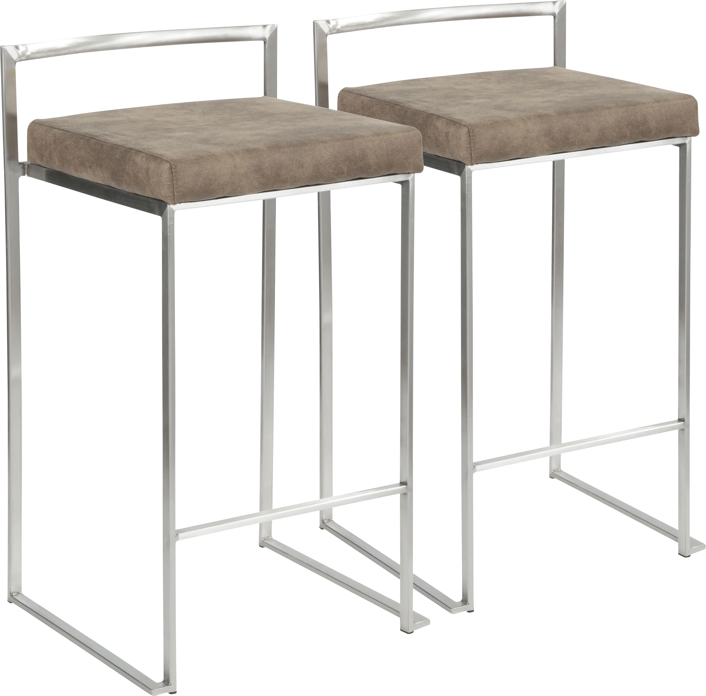 Sora Brown Silver Counter Height Stool (Set of 2) - Thumbnail - Image 1
