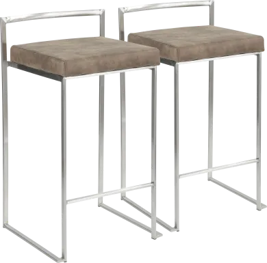 Sora Brown Silver Counter Height Stool (Set of 2)