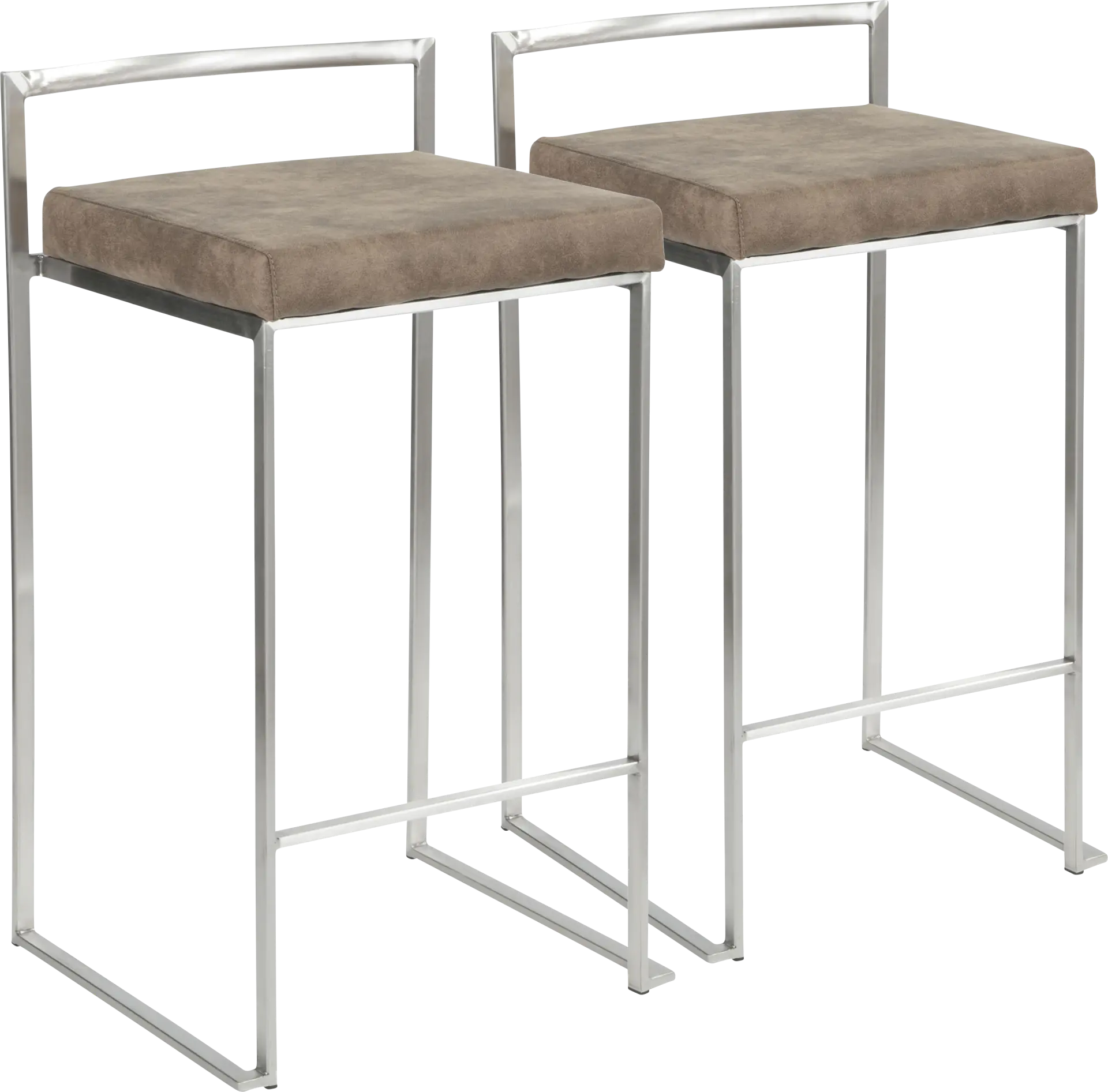 Sora Brown Silver Counter Height Stool (Set of 2)
