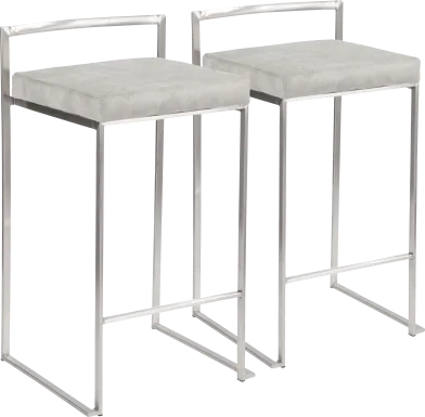 Sora Gray Silver Counter Height Stool (Set of 2)
