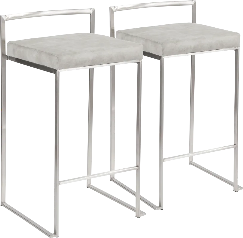 Sora Gray Silver Counter Height Stool (Set of 2)