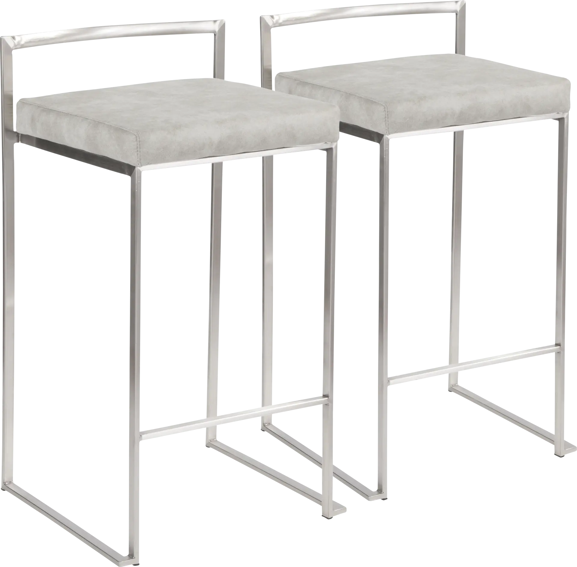 Sora Gray Silver Counter Height Stool (Set of 2)