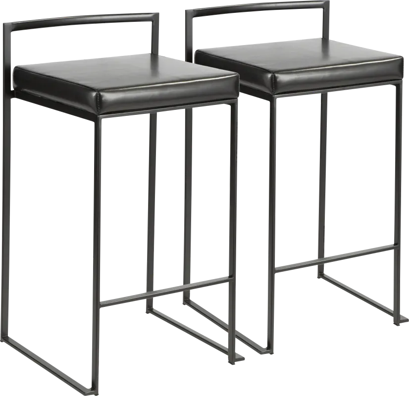 Sora Black Chrome Counter Height Stool (Set of 2)