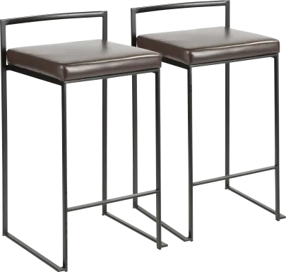 Sora Brown Chrome Counter Height Stool (Set of 2)