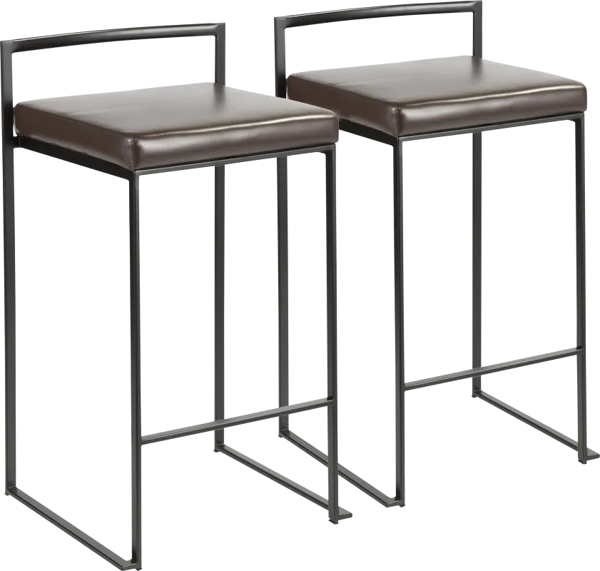 Sora Brown Chrome Counter Height Stool (Set of 2)