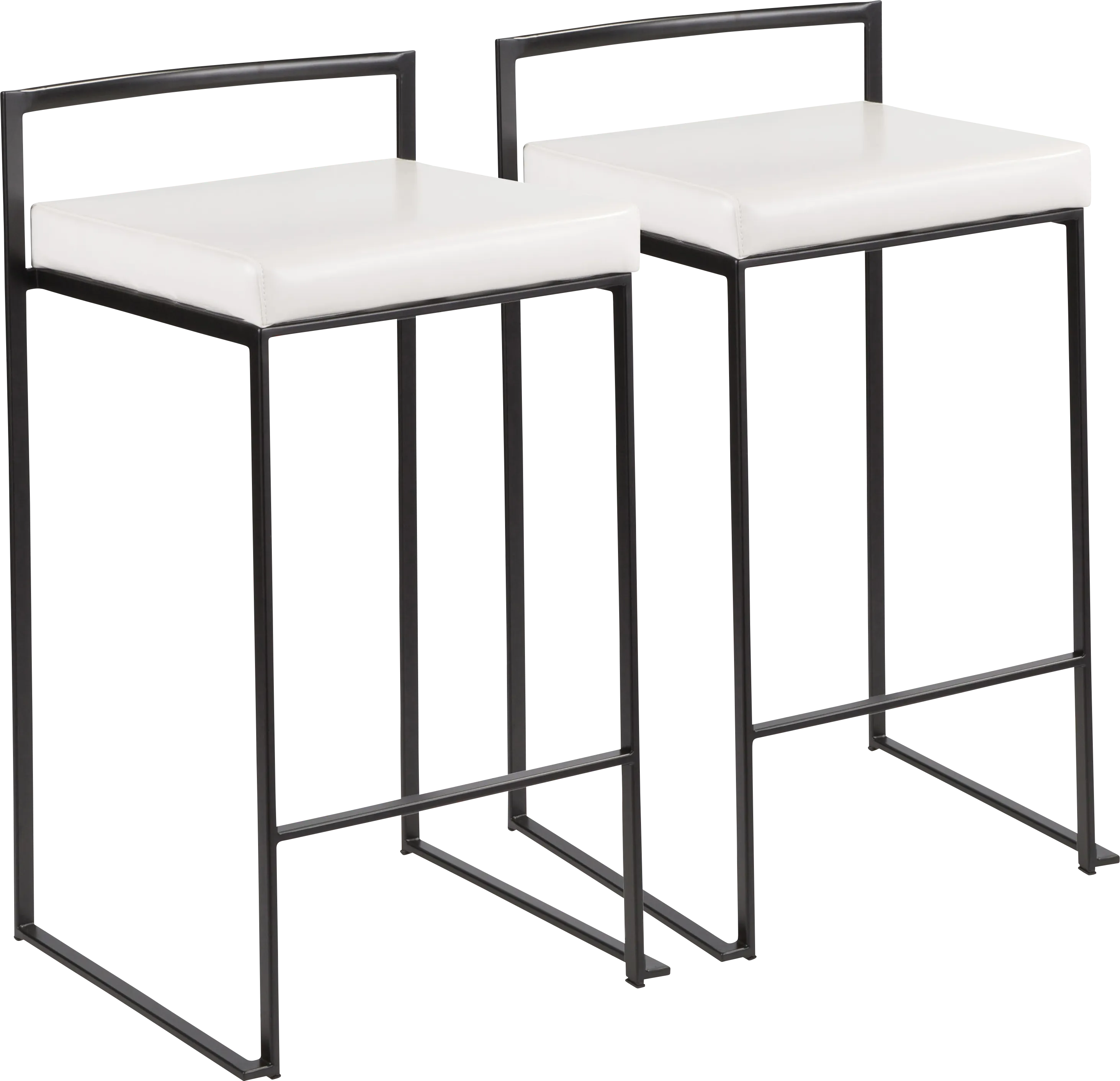 Sora White Ultra Hyde Black Metal Counter Height Stool (Set of 2) - Thumbnail - Image 1