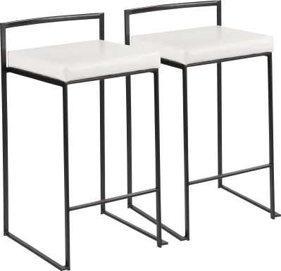 Sora White Ultra Hyde Black Metal Counter Height Stool (Set of 2)