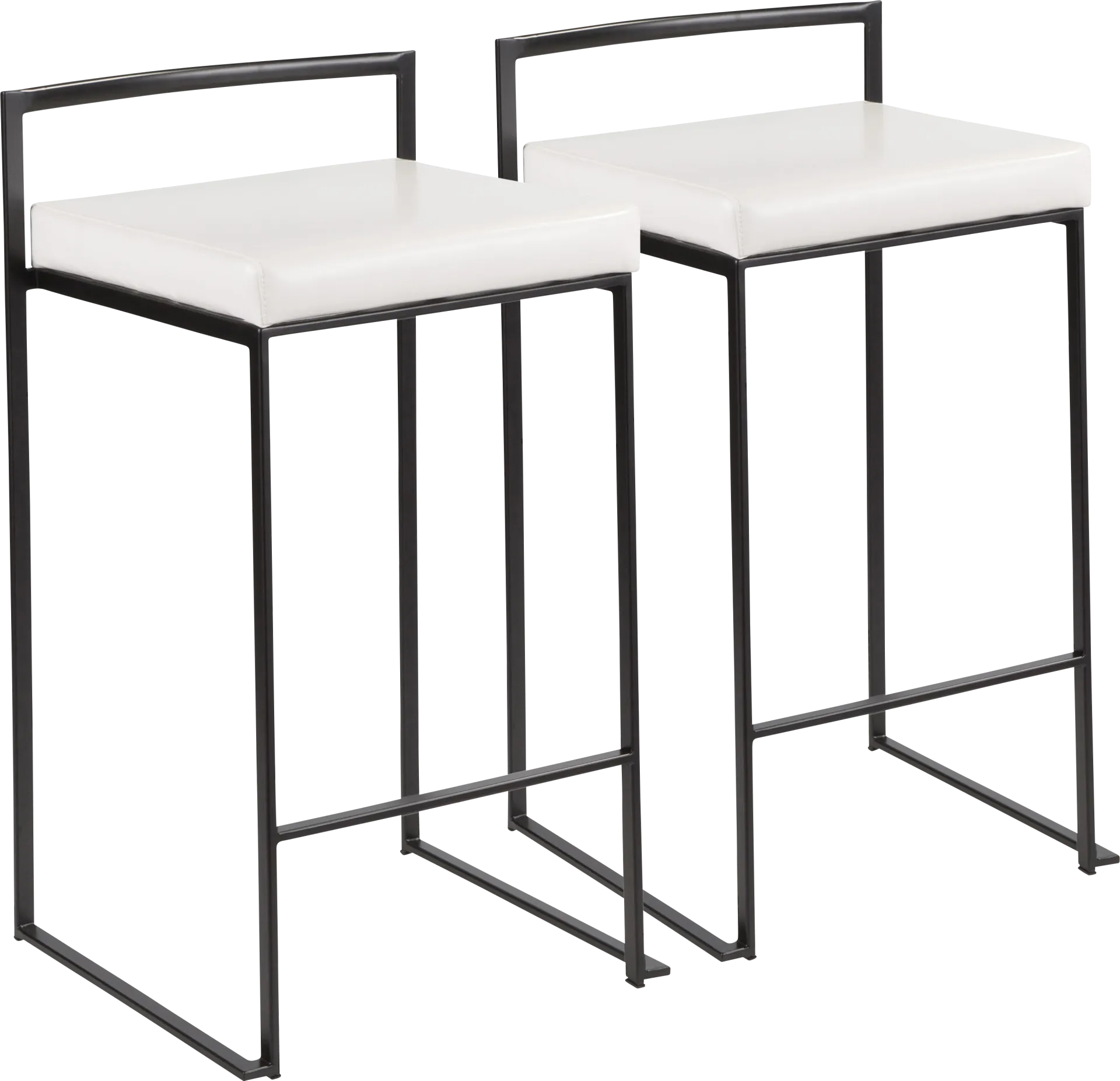 Sora White Ultra Hyde Black Metal Counter Height Stool (Set of 2) - Image 1