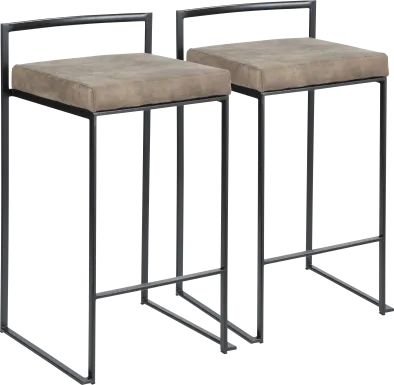 Sora Brown Chrome Counter Height Stool (Set of 2)