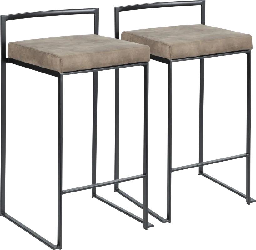 Sora Brown Chrome Counter Height Stool (Set of 2)