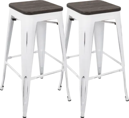 Aldersyde White Barstool (Set of 2)