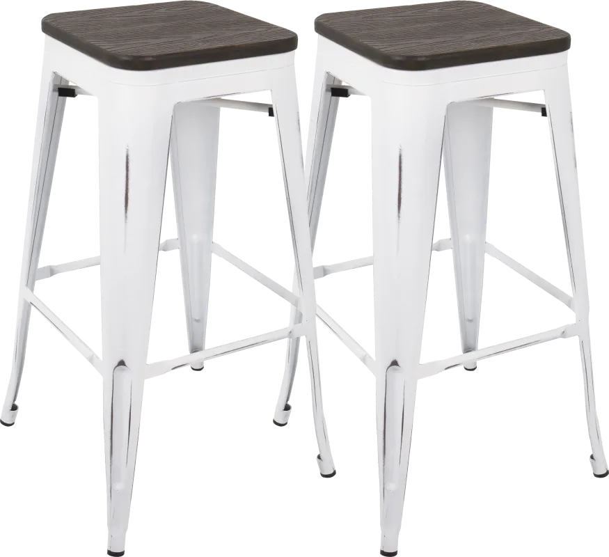 Aldersyde White Barstool (Set of 2)