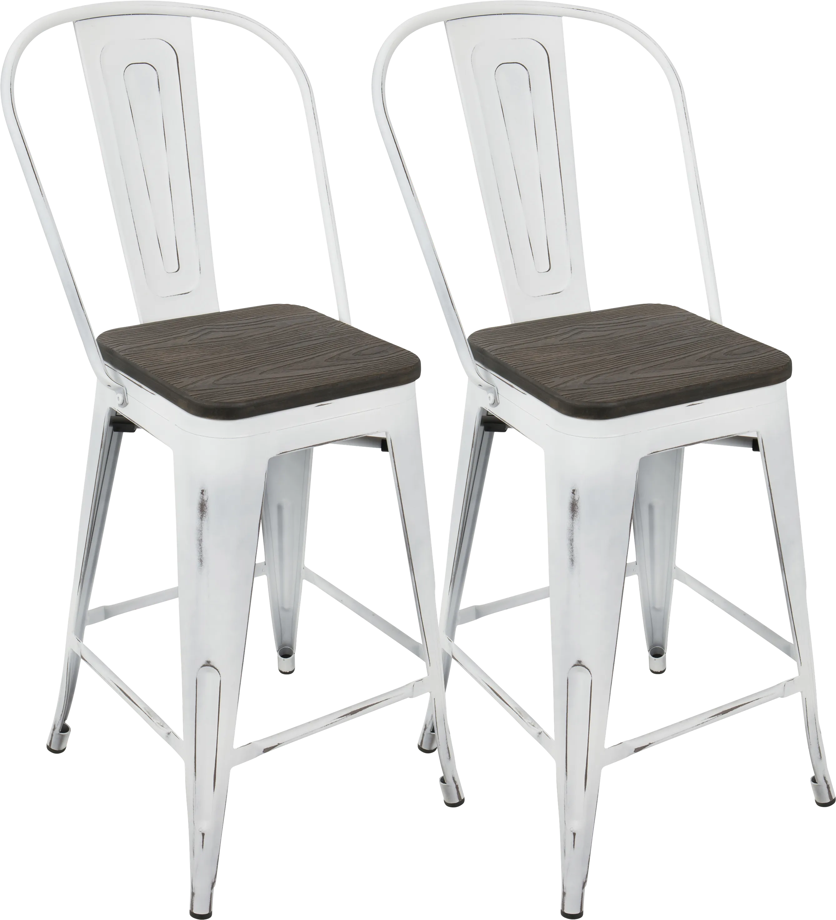 Aldersyde White High Back Counter Height Stool (Set of 2) - Thumbnail - Image 1