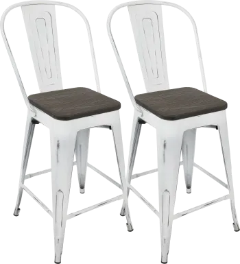 Aldersyde White High Back Counter Height Stool (Set of 2)