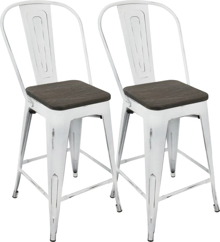 Aldersyde White High Back Counter Height Stool (Set of 2)