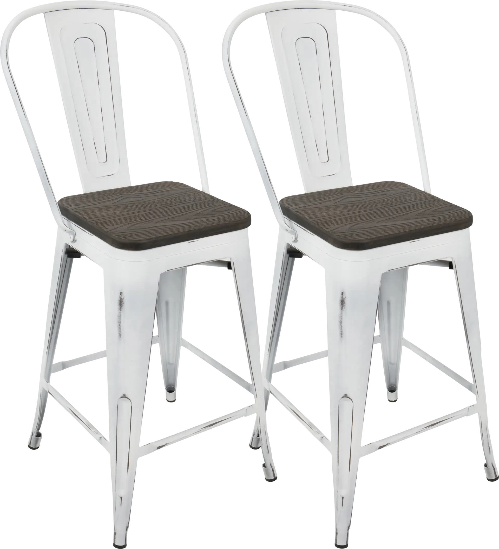 Aldersyde White High Back Counter Height Stool (Set of 2)