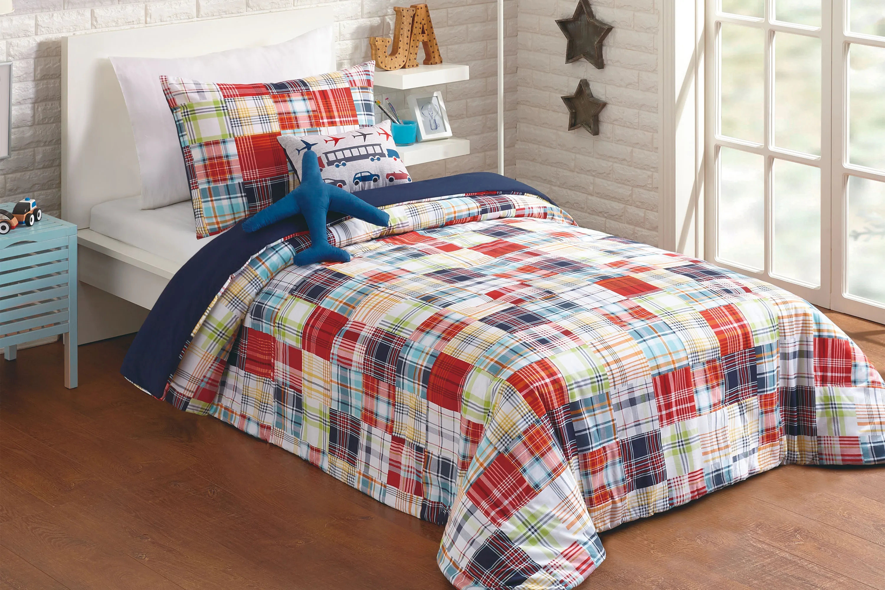 Kids Patchy Roads Blue Twin Comforter Set - Thumbnail - Image 2