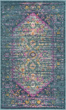 Beltrees Blooms Blue 3' x 5' Rug