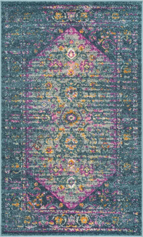 Beltrees Blooms Blue 3' x 5' Rug