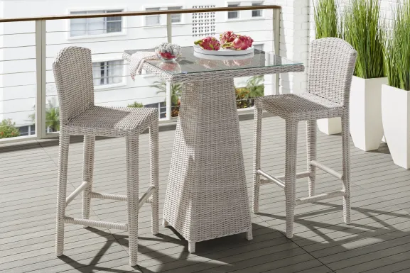 Patmos Gray Wicker 3 Pc 36 in. Square Bar Height Outdoor Dining Set