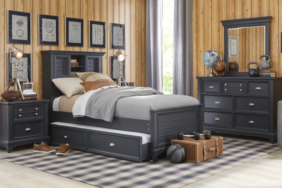 Kids Hilton Head Graphite Twin Bookcase Bed