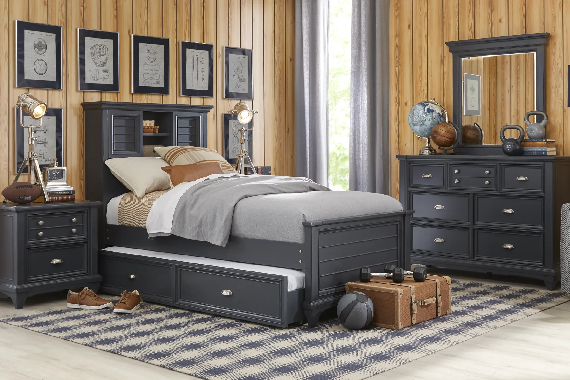 Kids Hilton Head Graphite 3 Pc Twin Bookcase Bed - Image 1