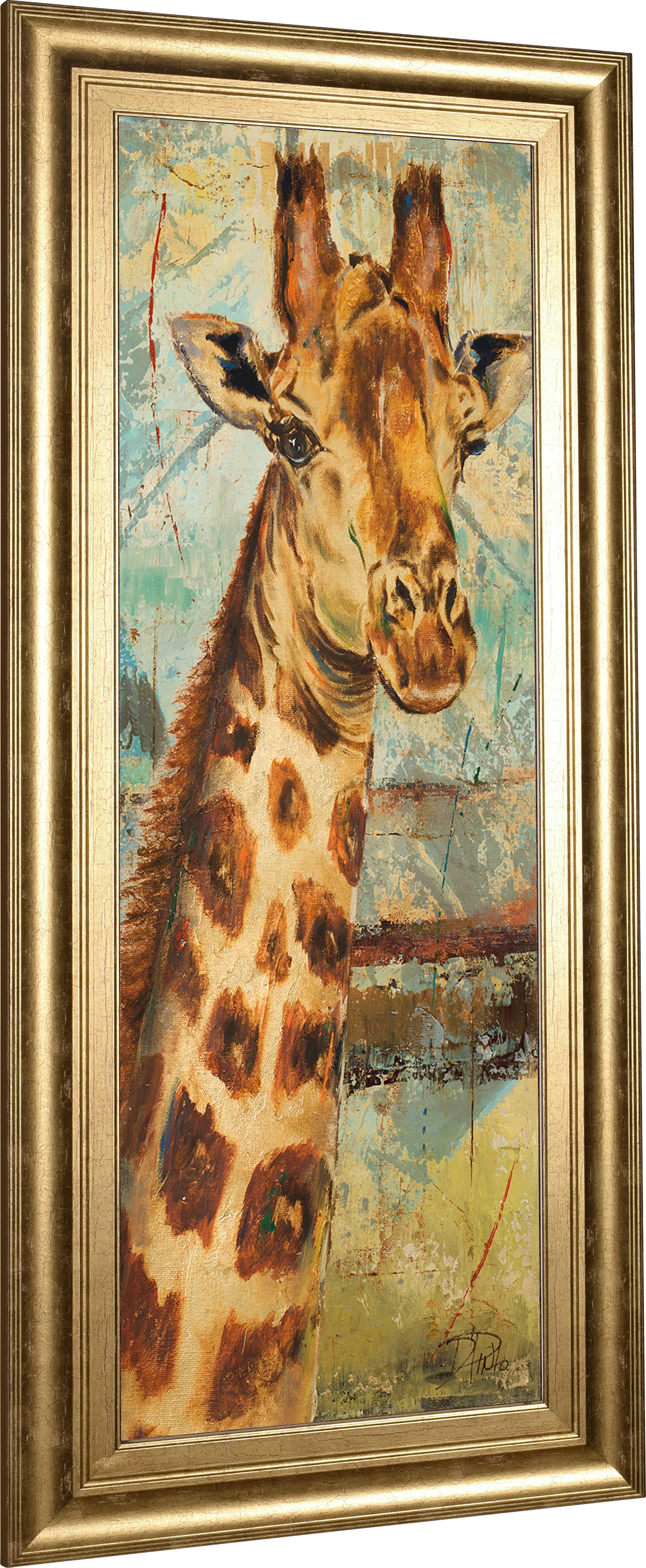Kids Grand Giraffe Beige Artwork - Image 1