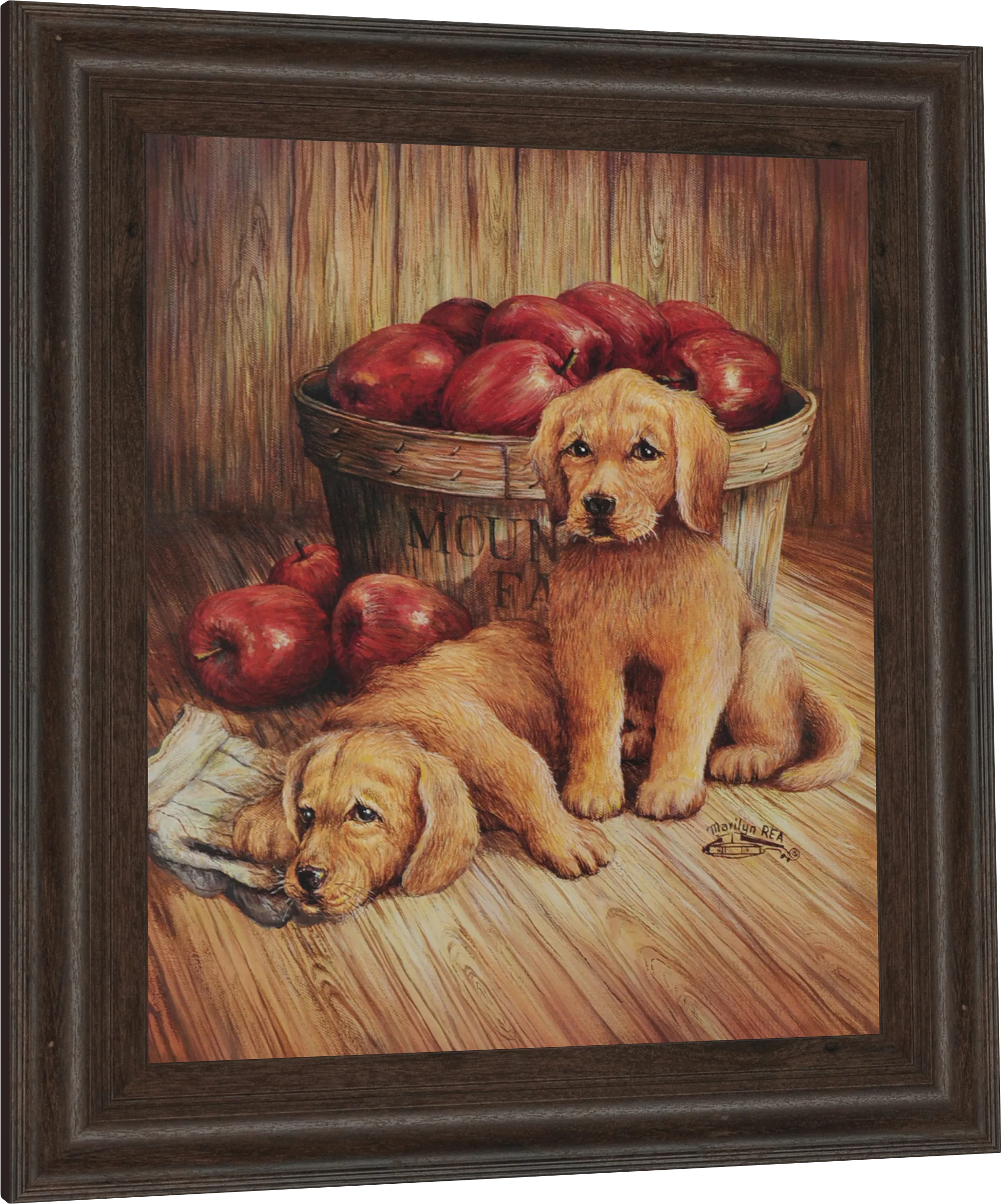 Kids Goldens and Apples Beige Artwork - Thumbnail - Image 1