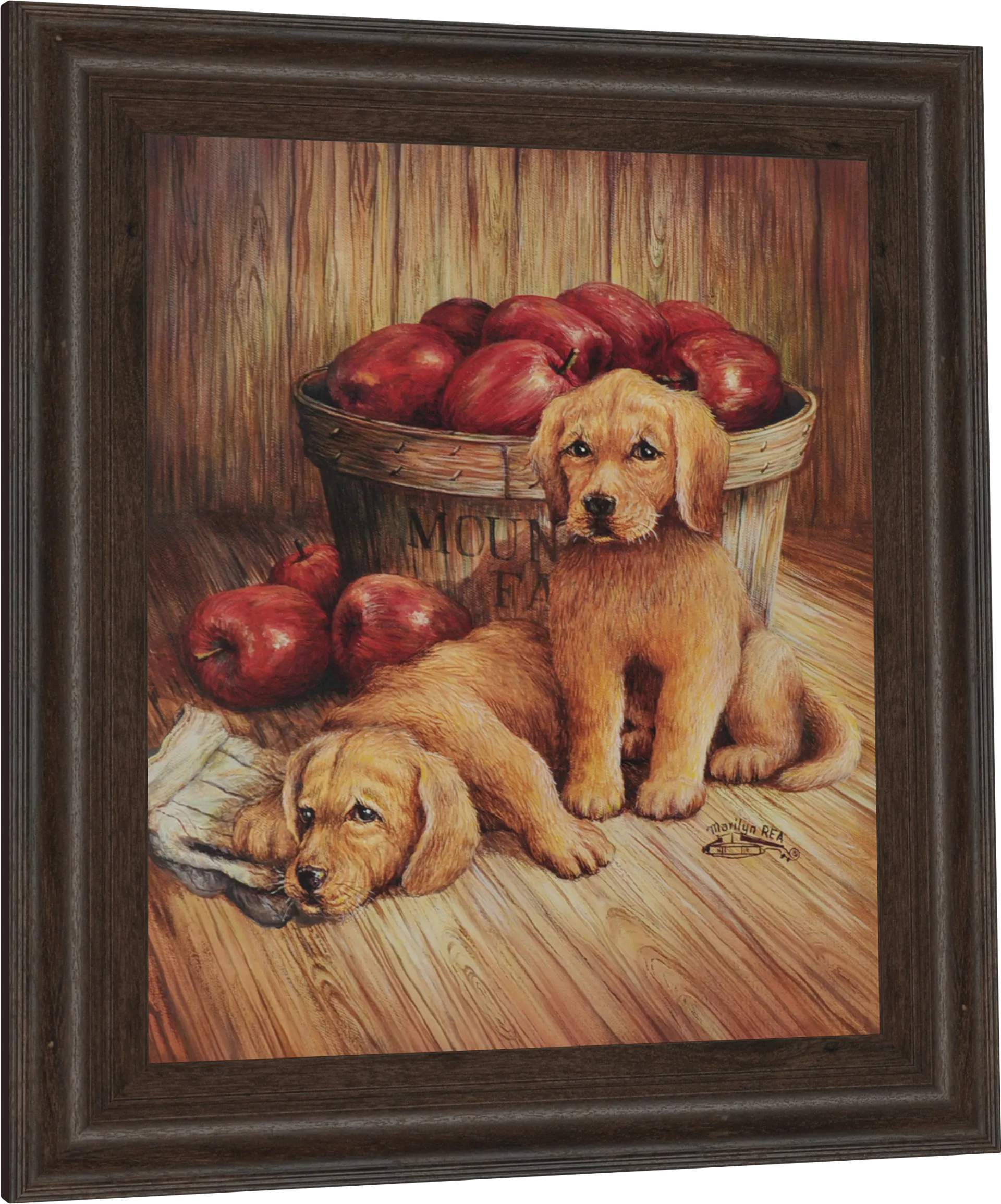 Kids Goldens and Apples Beige Artwork - Image 1