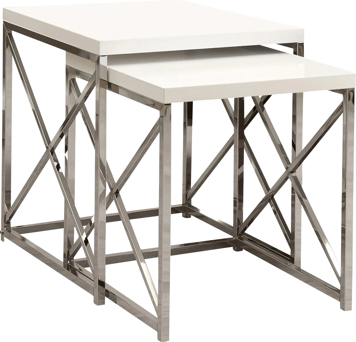 Brillock White Chrome Nesting Tables